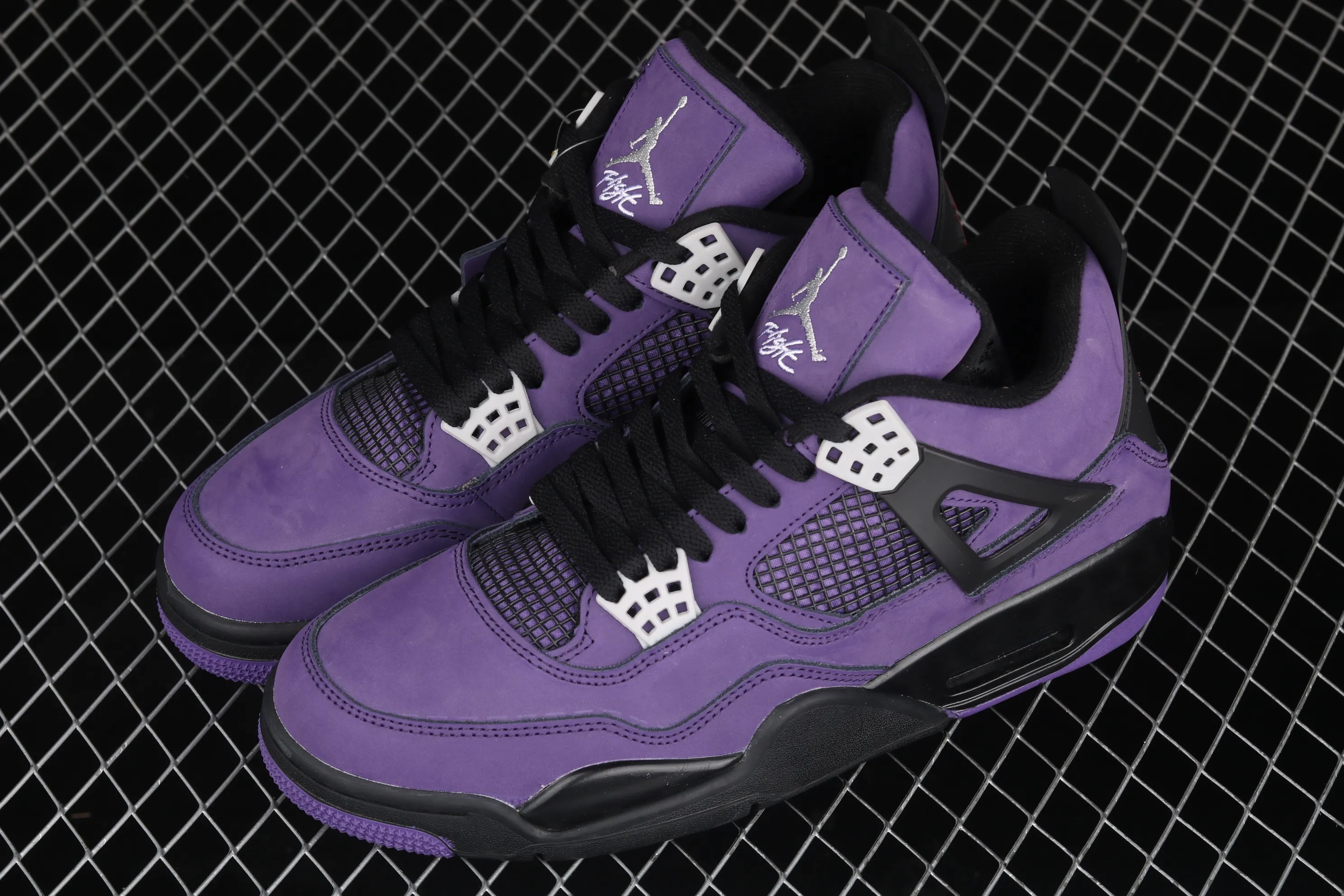 All categories Air Jordan Jordan series basketball shoes Air Jordan 4 G version Air Jordan 4 Retro AJ4 Joe 4 suede black and purple 308497-408